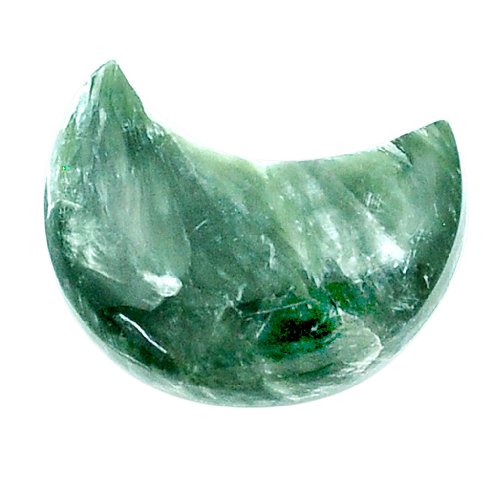 Natural 10.15cts seraphinite (russian) green 20x11 mm moon loose gemstone s27058