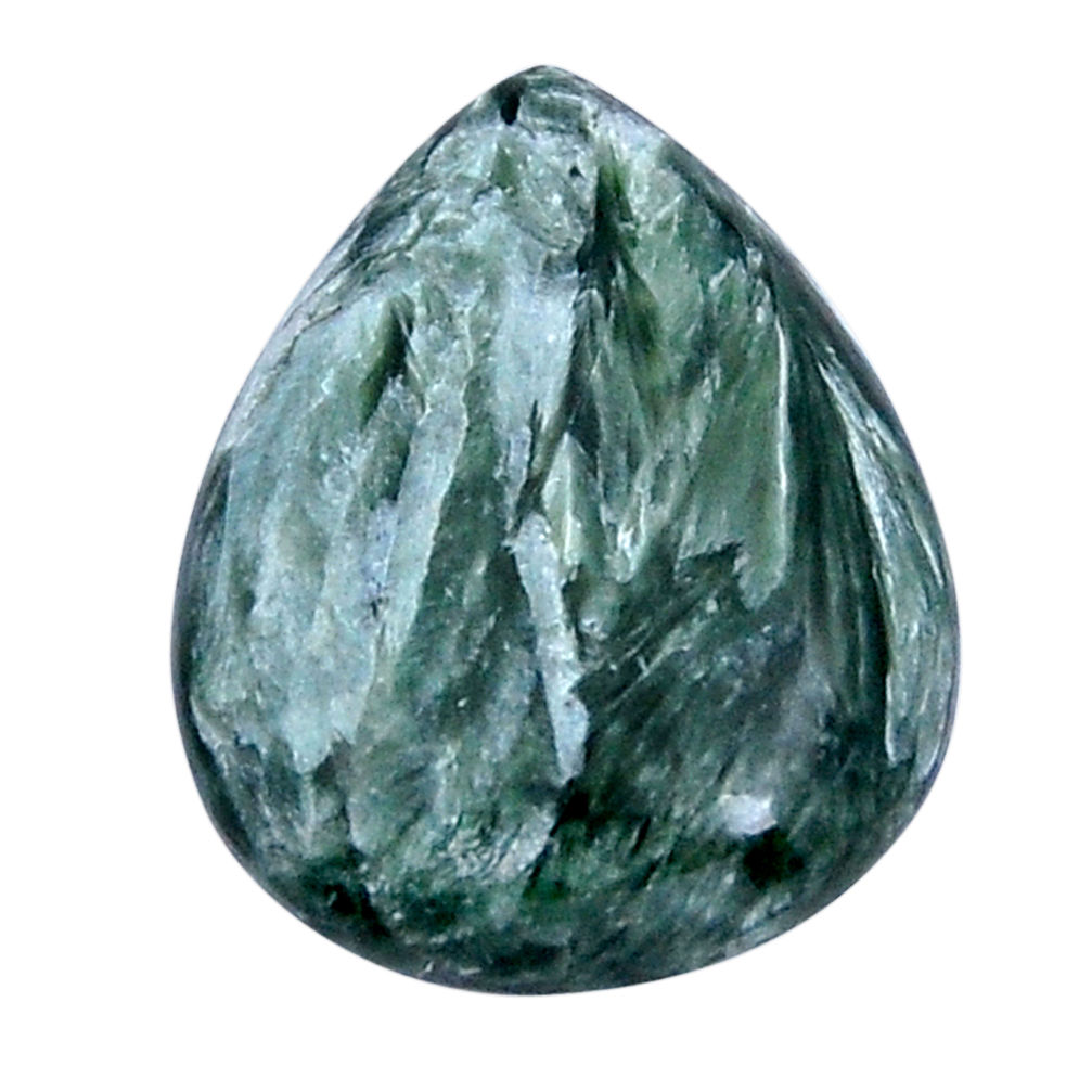 Natural 18.35cts seraphinite (russian) green 25x19 mm pear loose gemstone s29711
