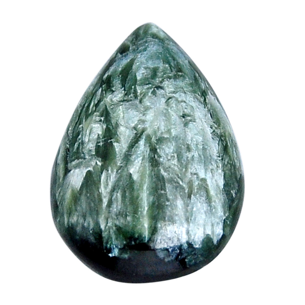 Natural 17.30cts seraphinite (russian) green 27x18 mm pear loose gemstone s29708