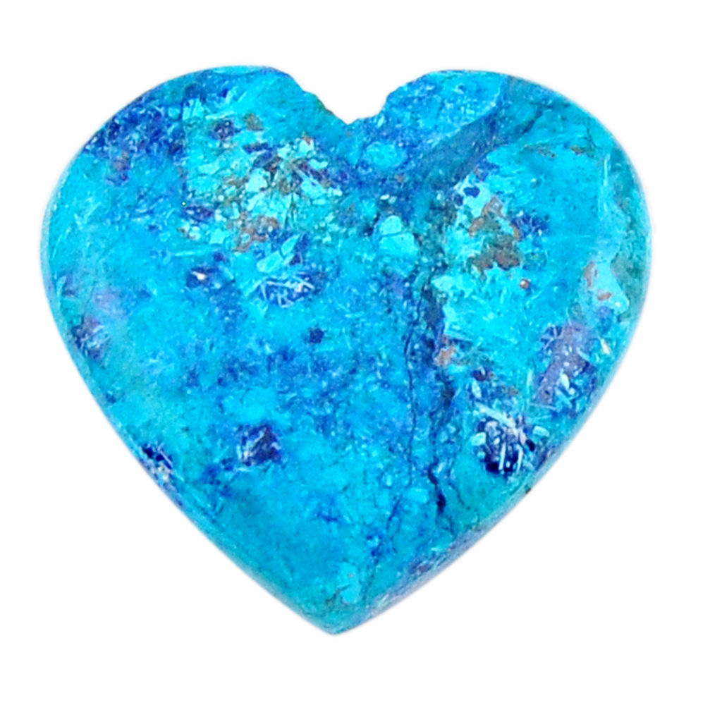 Natural 15.15cts shattuckite blue cabochon 21x20 mm heart loose gemstone s19197