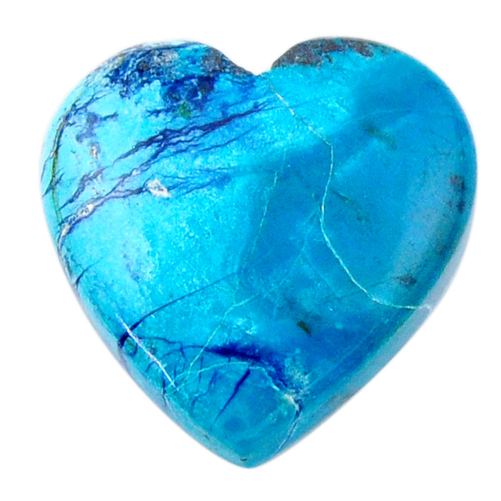 Natural 19.30cts shattuckite blue cabochon 21x21 mm heart loose gemstone s19192