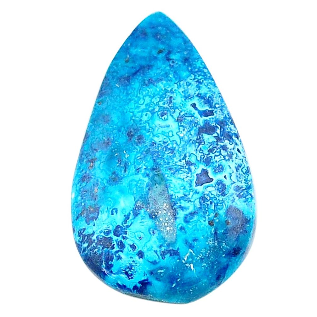 Natural 15.10cts shattuckite blue cabochon 26x15 mm pear loose gemstone s23138