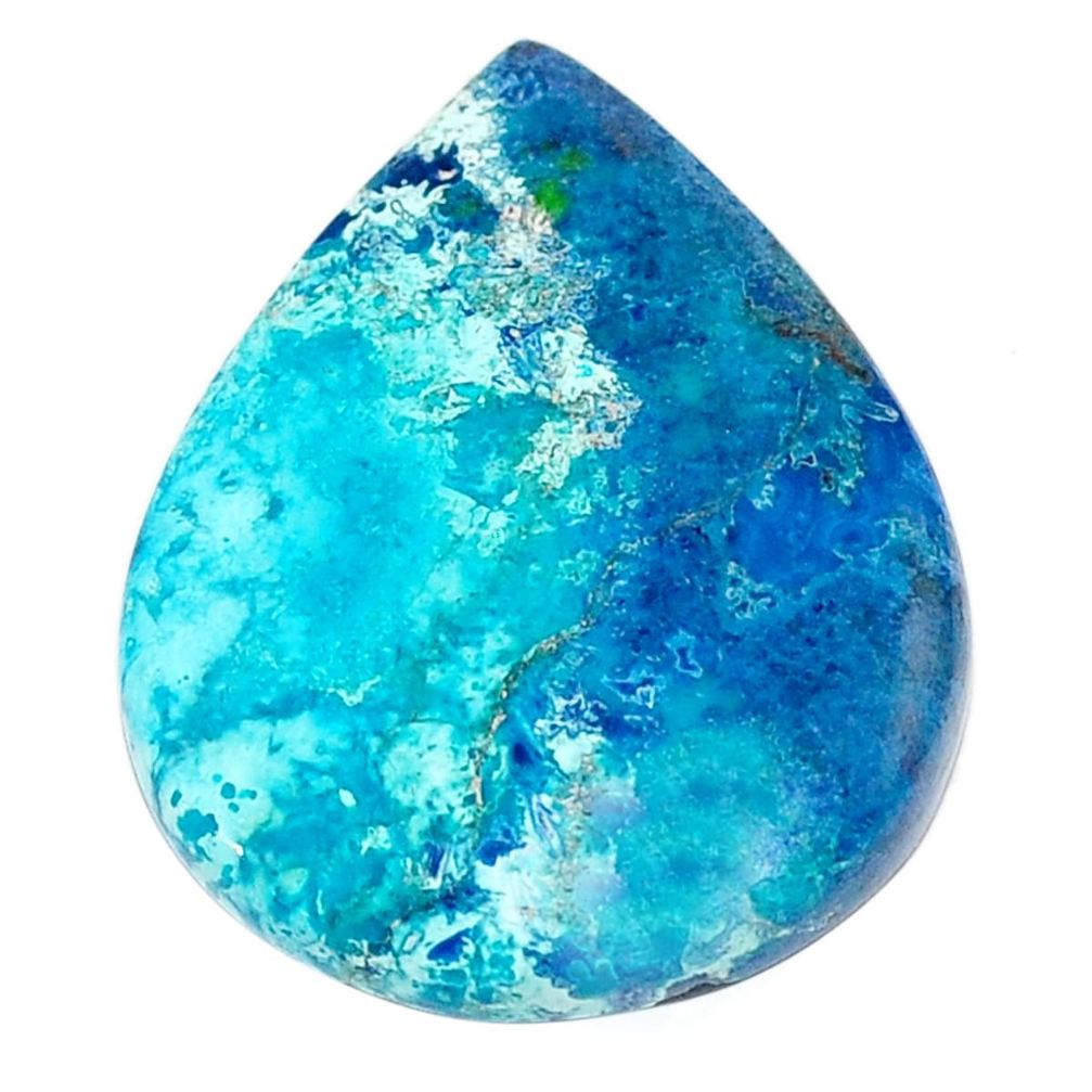 Natural 20.10cts shattuckite blue cabochon 26x21 mm pear loose gemstone s23116