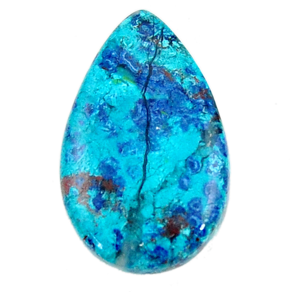 Natural 17.40cts shattuckite blue cabochon 27x16.5 mm pear loose gemstone s18605