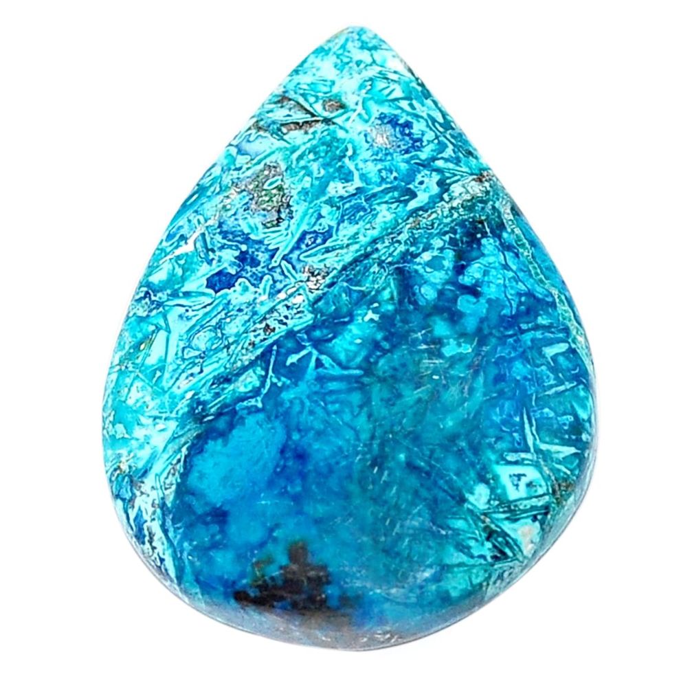 Natural 17.40cts shattuckite blue cabochon 27x20 mm pear loose gemstone s23117