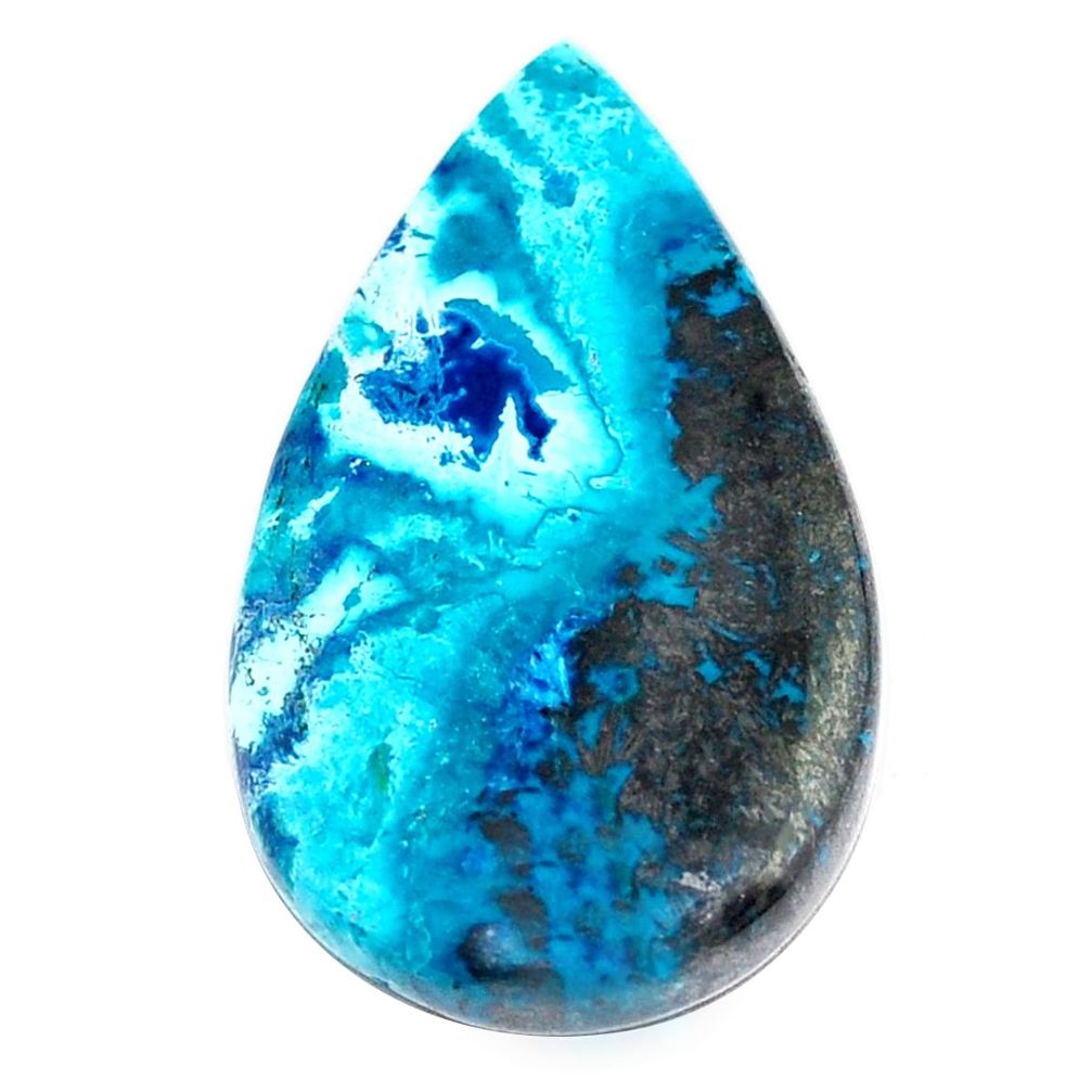 Natural 21.20cts shattuckite blue cabochon 30x17.5 mm pear loose gemstone s23104