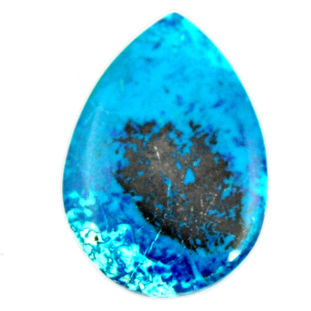 Natural 26.30cts shattuckite blue cabochon 30x20 mm pear loose gemstone s17020