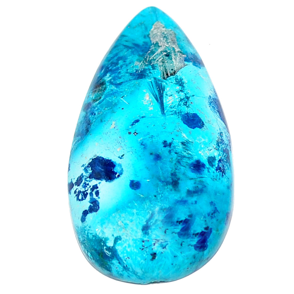 Natural 23.15cts shattuckite blue cabochon 31x17 mm pear loose gemstone s23083