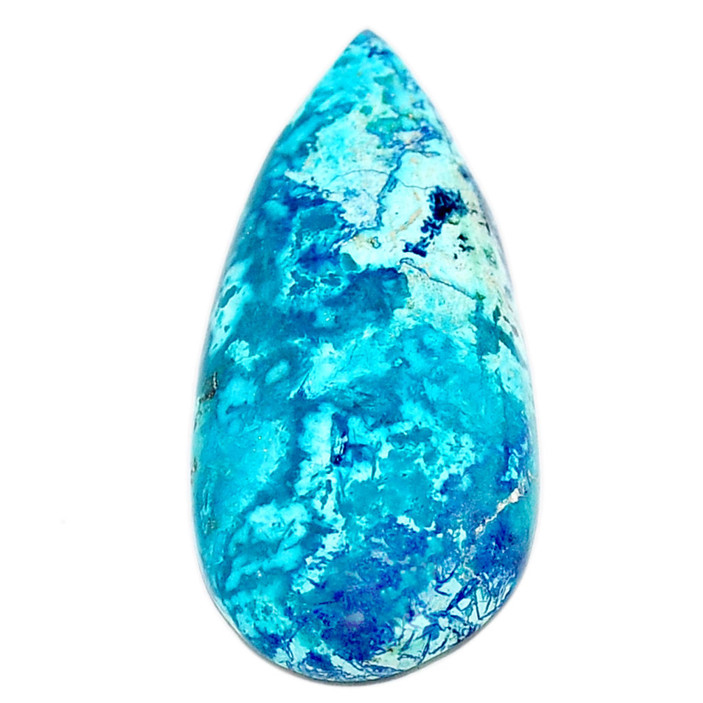 Natural 20.10cts shattuckite blue cabochon 33x15 mm pear loose gemstone s23101