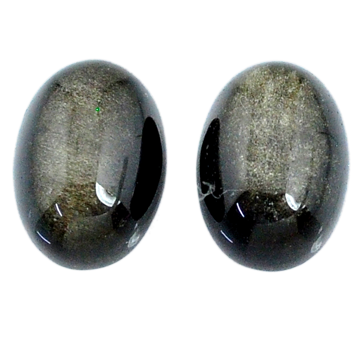 オブシディアン　ブラック　XL Natural Sheen Black Obsidian Golden 14x10 Mm Pair Loose
