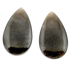 Natural 9.45cts shungite black cabochon 20x11 mm pear pair loose gemstone s25108