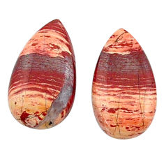 Natural 13.10cts snakeskin jasper red 18x10 mm pear pair loose gemstone s25193