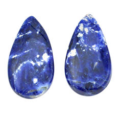Natural 20.40cts sodalite blue cabochon 26x13 mm pair loose gemstone s29310