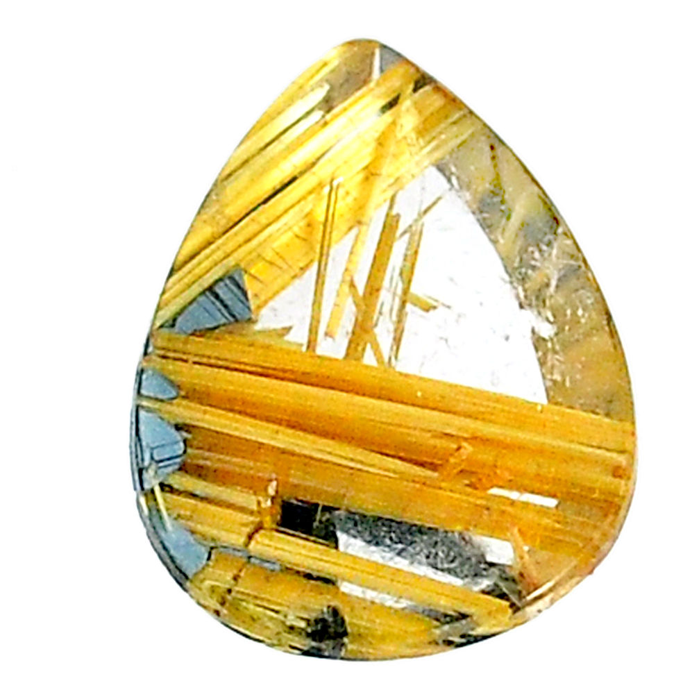 Natural 9.45cts star rutilated quartz golden 18x13 mm pear loose gemstone s22625