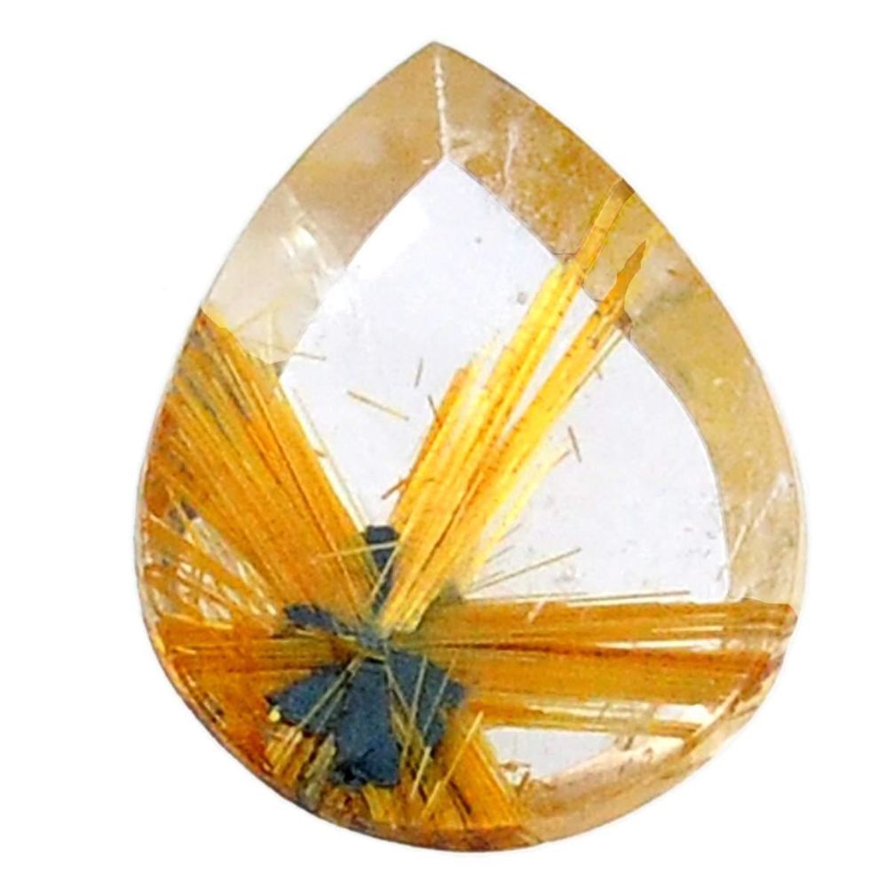 Natural 9.20cts star rutilated quartz golden 18x14 mm pear loose gemstone s21220