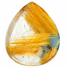 Natural 12.40cts star rutilated quartz golden 20x16mm pear loose gemstone s21238