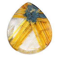 Natural 14.45cts star rutilated quartz golden 21x17mm pear loose gemstone s21202