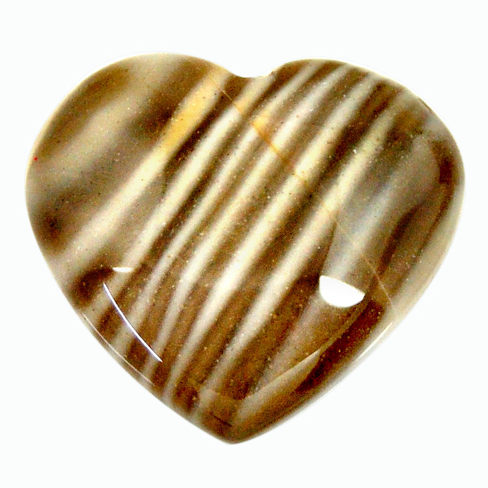  striped flint ohio grey 22.5x20 mm heart loose gemstone s17351