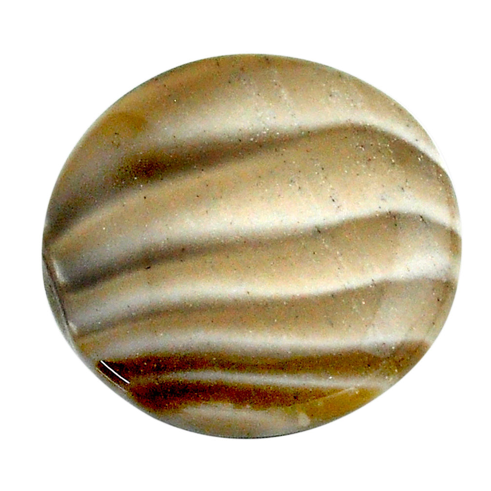 Natural 19.45cts striped flint ohio grey 22.5x22.5mm round loose gemstone s23189