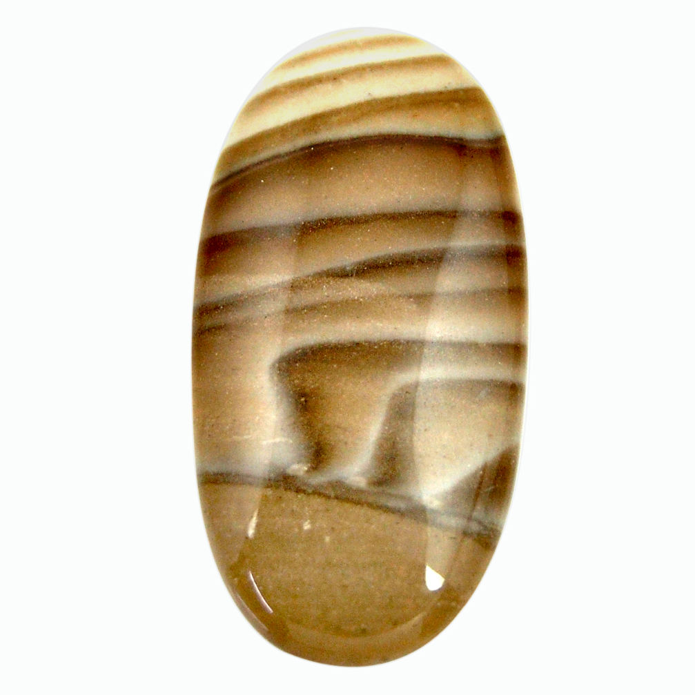 Natural 26.30cts striped flint ohio grey 34x17 mm oval loose gemstone s17359