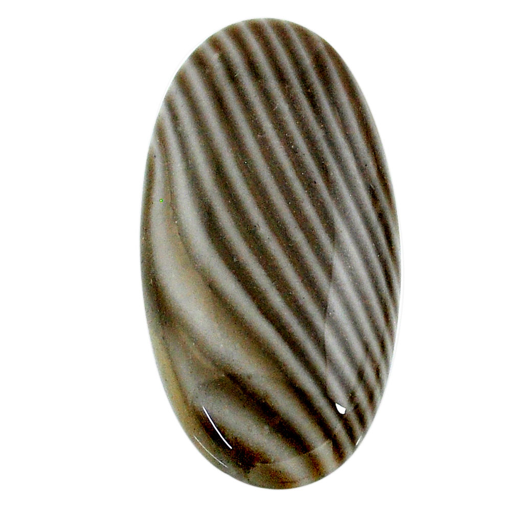 Natural 33.25cts striped flint ohio grey 37x18.5 mm oval loose gemstone s24497