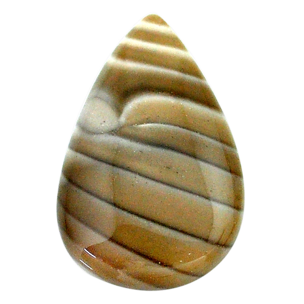 Natural 17.40cts striped flint ohio grey cabochon 27x16 mm loose gemstone s23201