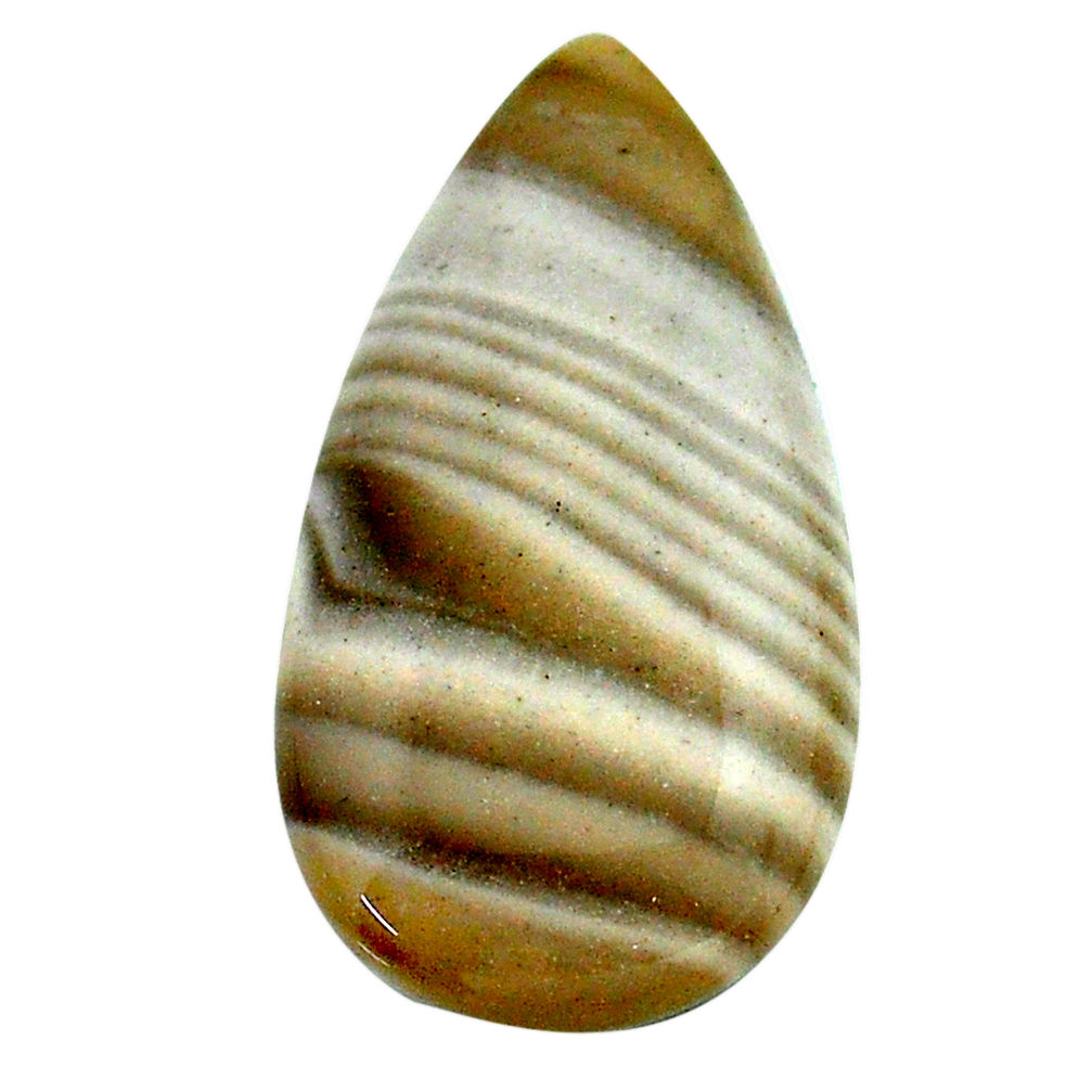 Natural 19.45cts striped flint ohio grey cabochon 31x16 mm loose gemstone s23205