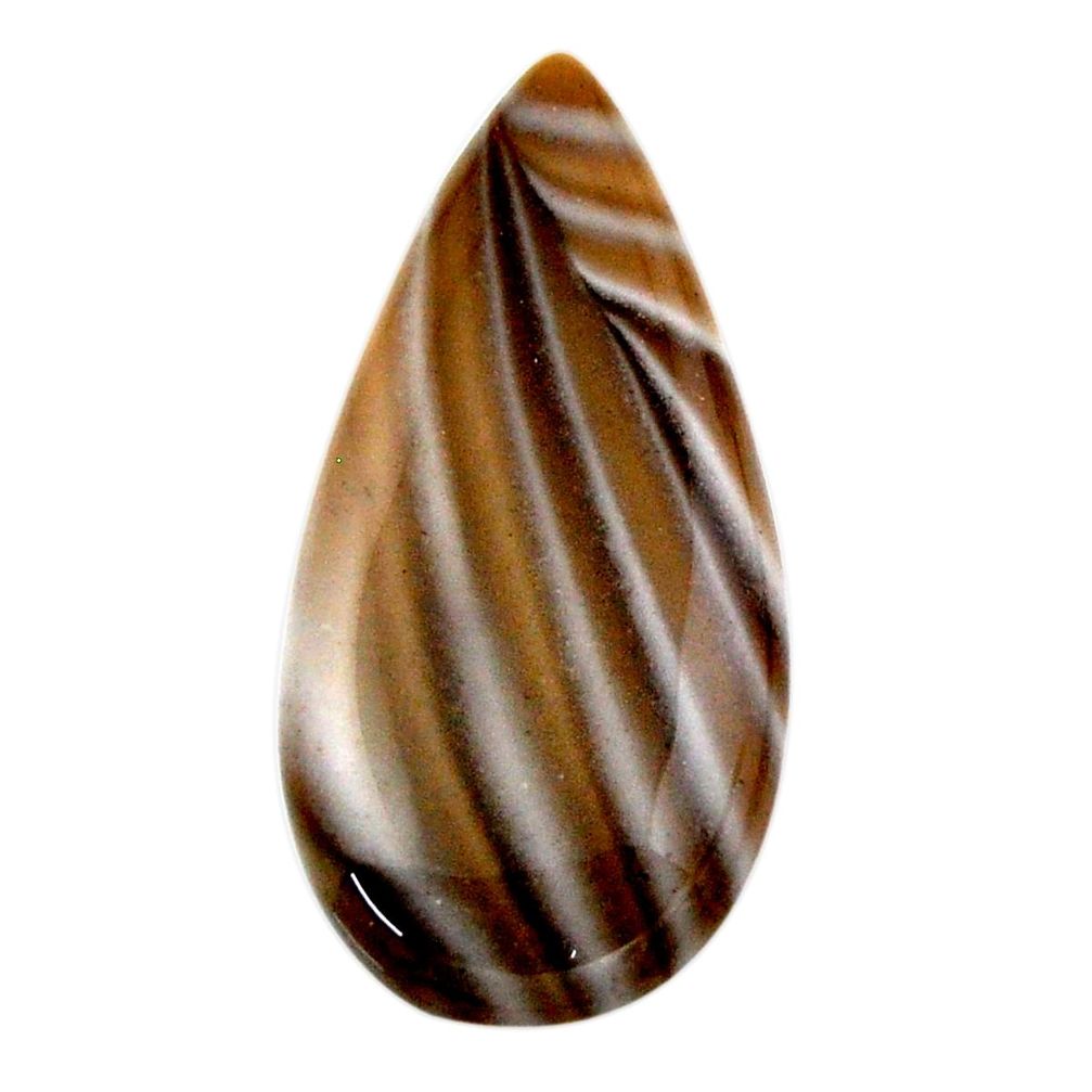 Natural 22.10cts striped flint ohio grey cabochon 35x17 mm loose gemstone s19287
