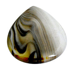 Natural 53.10cts striped flint ohio grey cabochon 36x34 mm loose gemstone s29599