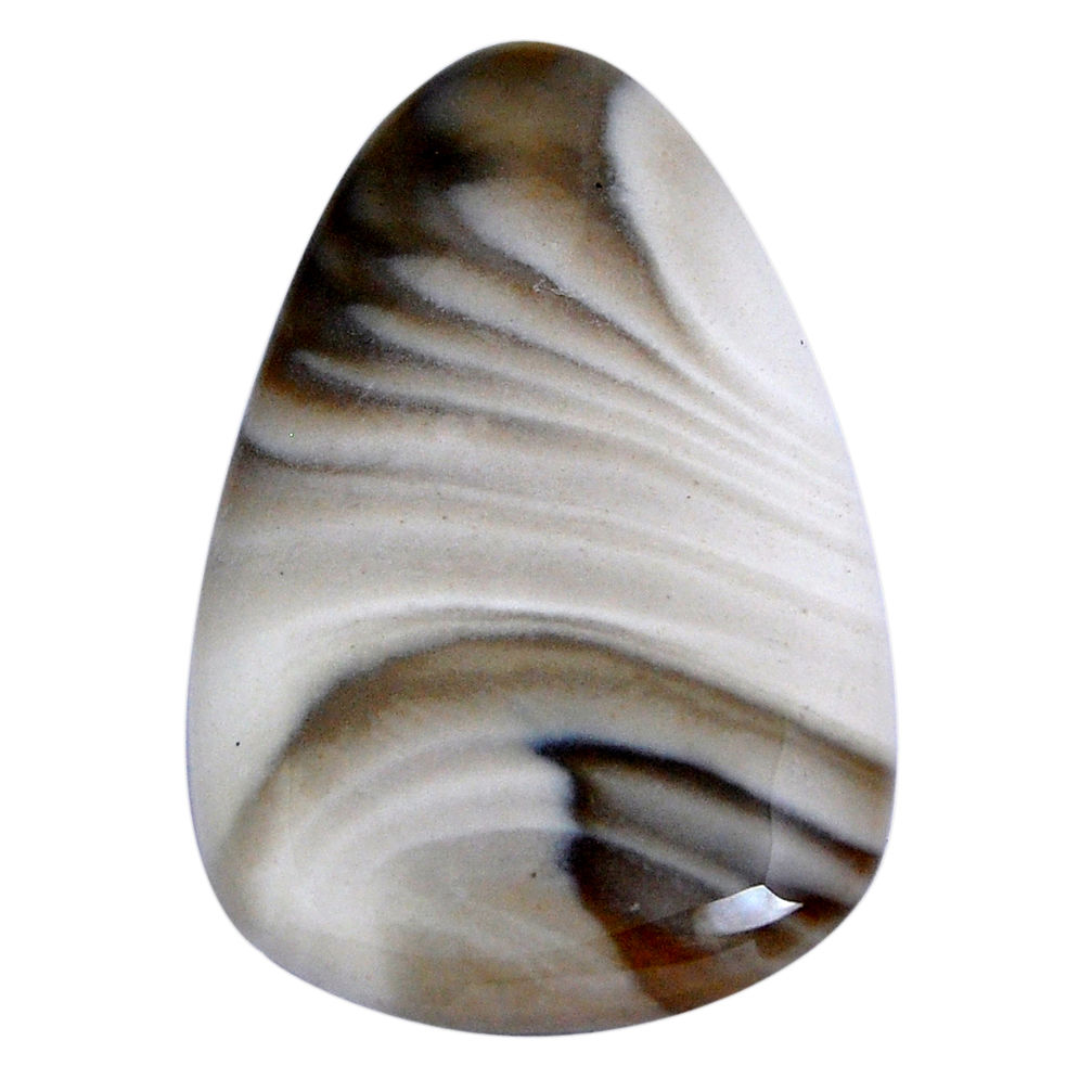 Natural 63.25cts striped flint ohio grey cabochon 46x29 mm loose gemstone s29618