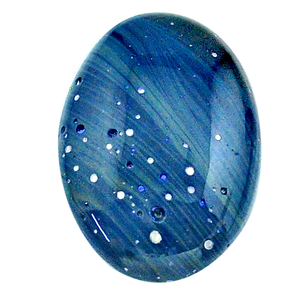 Natural 12.40cts swedish slag blue cabochon 21x15 mm oval loose gemstone s24155