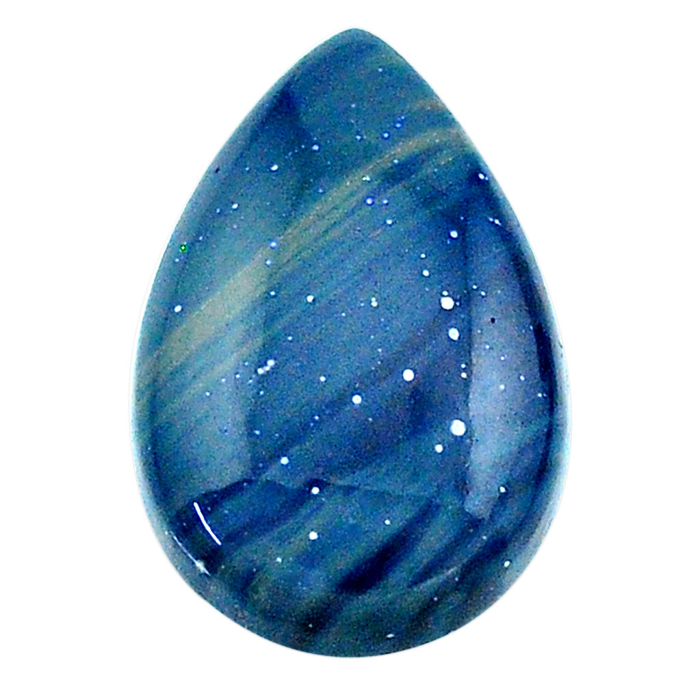 Natural 13.15cts swedish slag blue cabochon 22x14 mm pear loose gemstone s24154