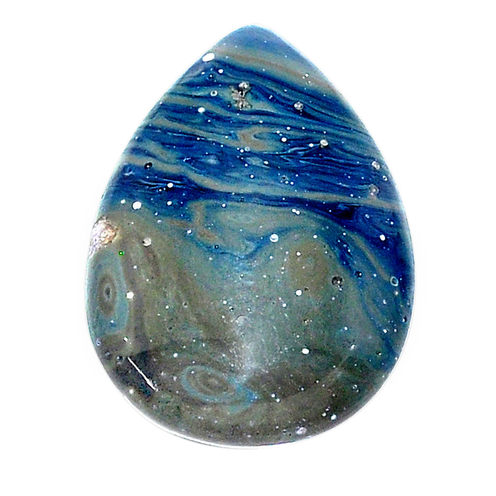 Natural 13.15cts swedish slag blue cabochon 24x17 mm pear loose gemstone s24127