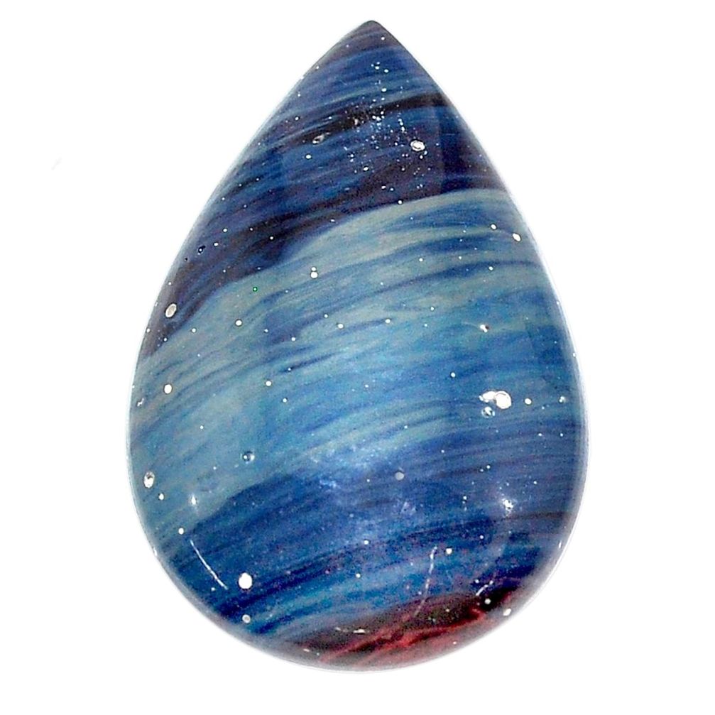 Natural 24.15cts swedish slag blue cabochon 30x20 mm pear loose gemstone s24128