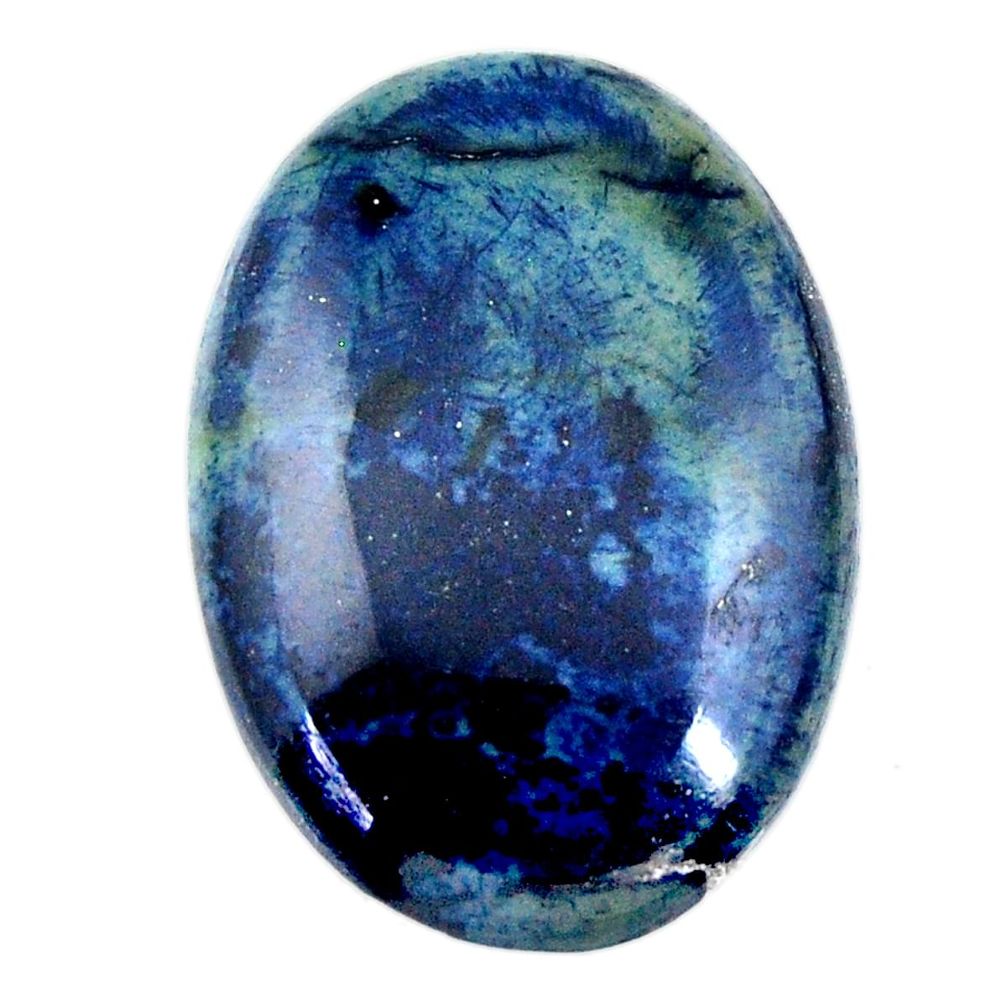 Natural 26.30cts swedish slag blue cabochon 30x21 mm oval loose gemstone s19273