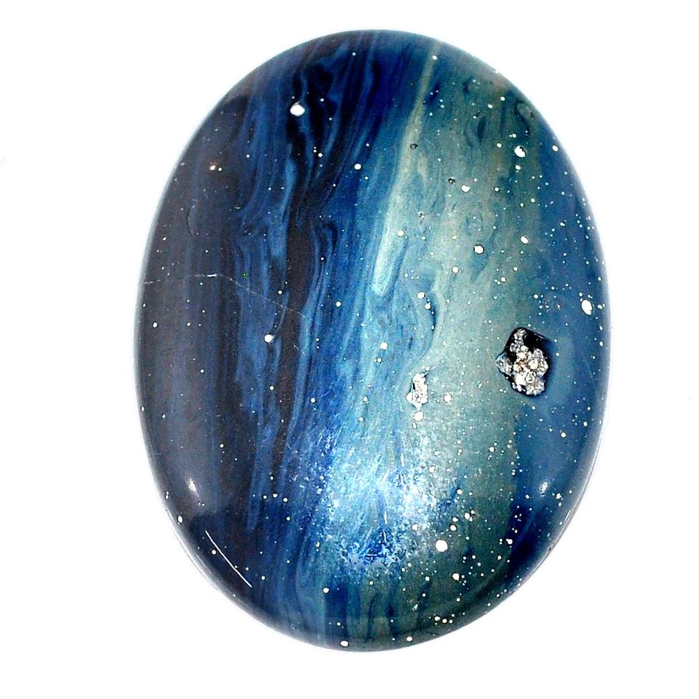 Natural 49.15cts swedish slag blue cabochon 40x28 mm oval loose gemstone s24120