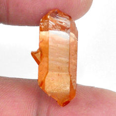 Natural 14.35cts tangerine lemurian quartz 22x12 mm fancy loose gemstone s20045