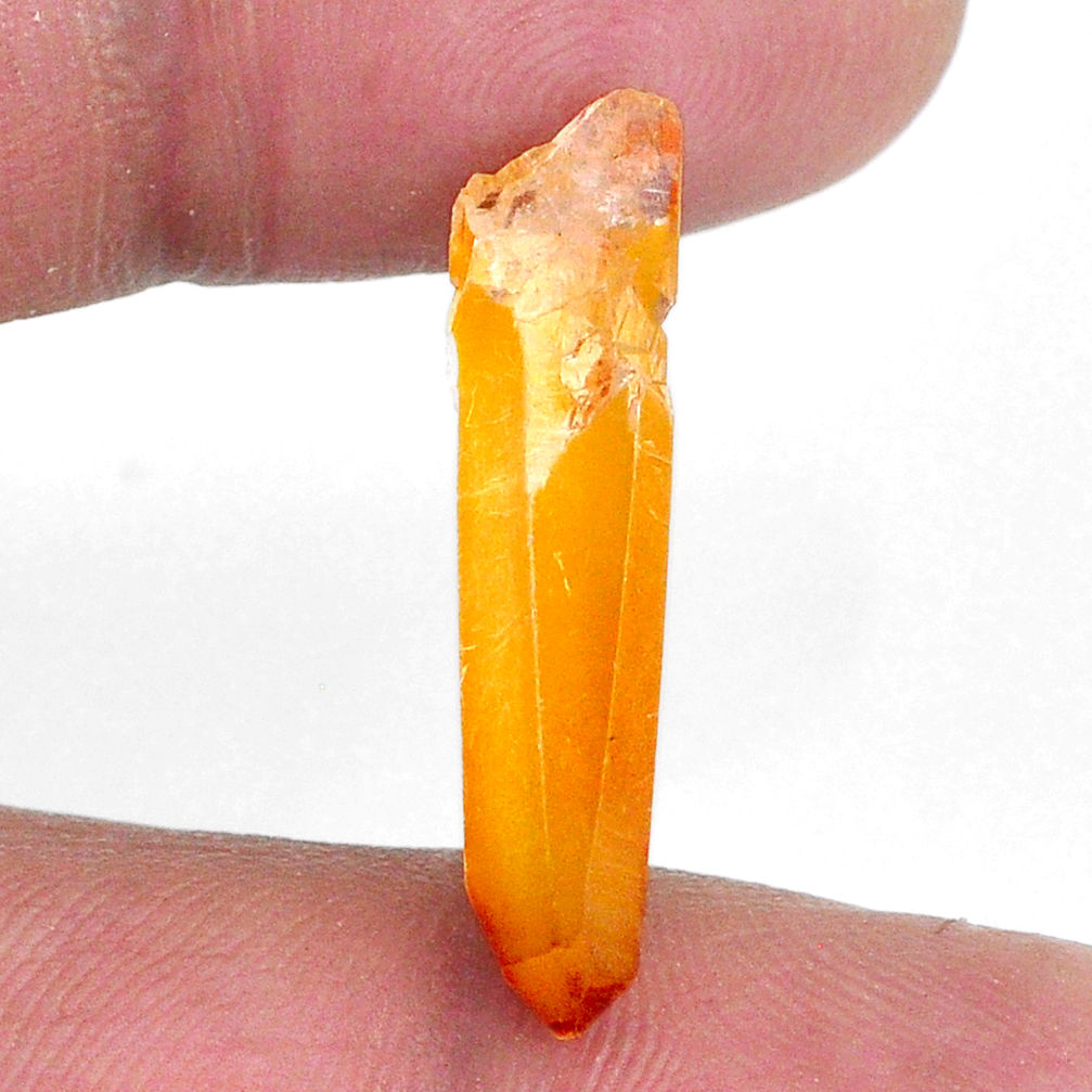 Natural 8.15cts tangerine lemurian quartz 26x7 mm fancy loose gemstone s20050