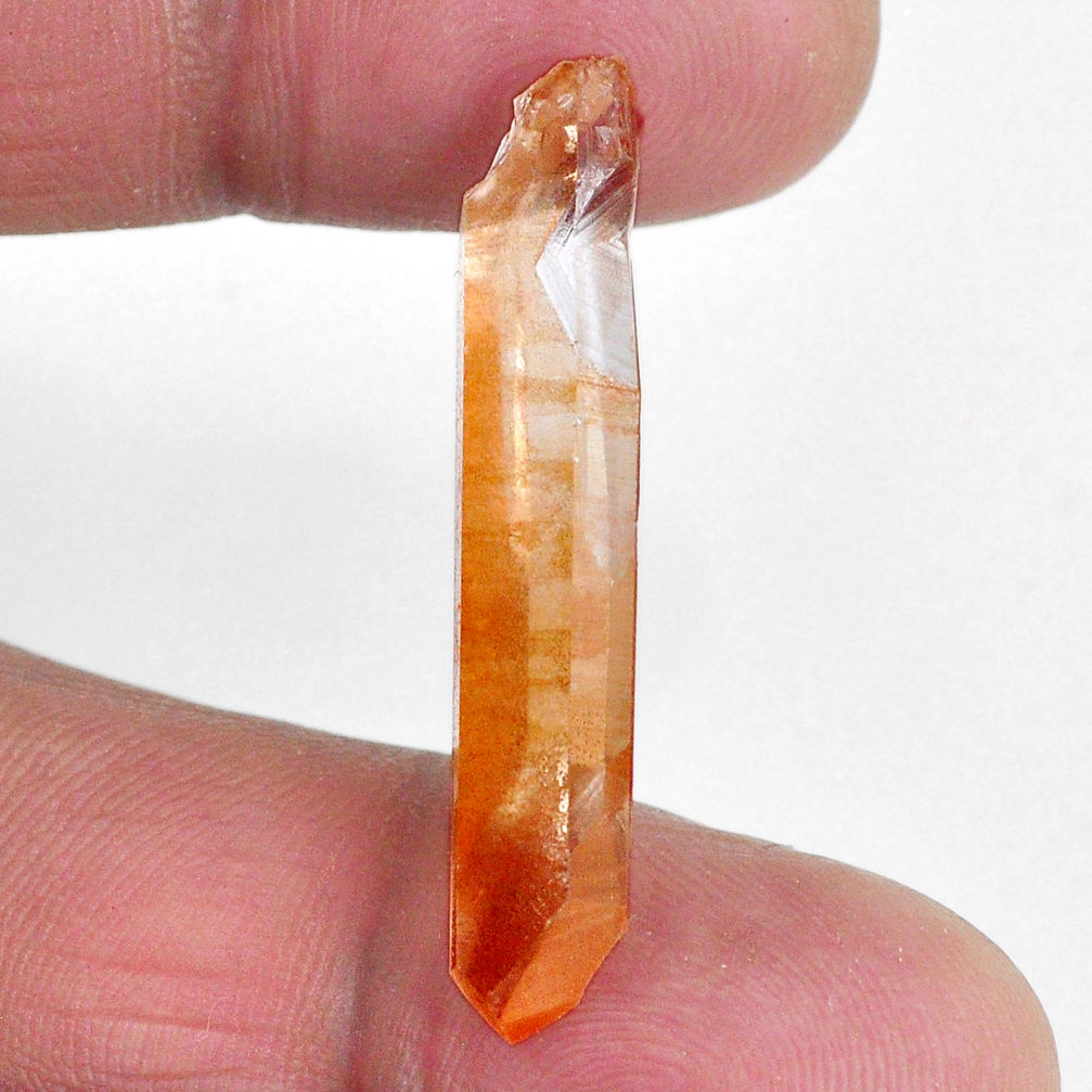 Natural 15.10cts tangerine lemurian quartz 35x7 mm fancy loose gemstone s20048