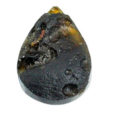 Natural 11.35cts tektite black cabochon 22x15 mm pear loose gemstone s22030