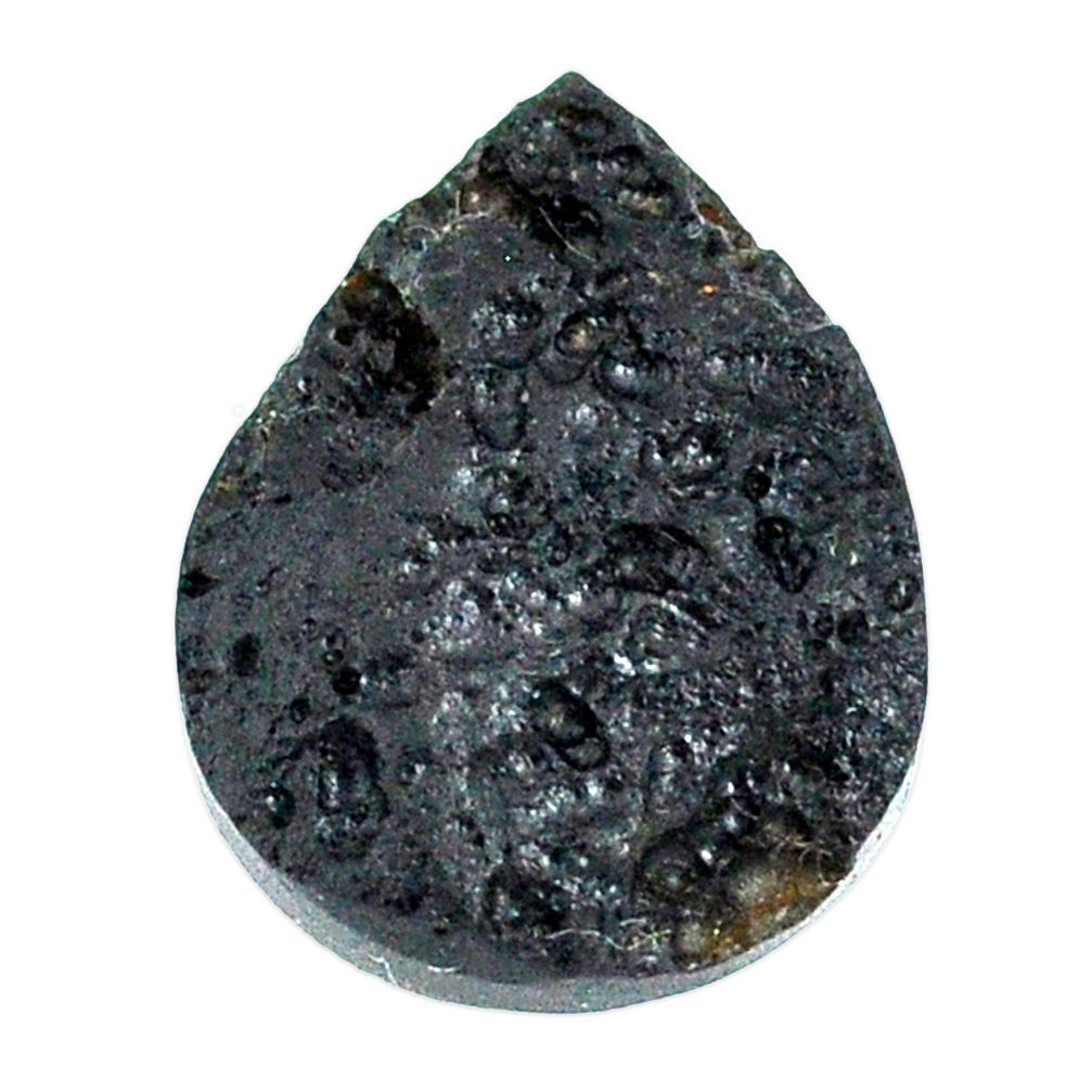 Natural 17.35cts tektite black cabochon 22x16 mm pear loose gemstone s22040