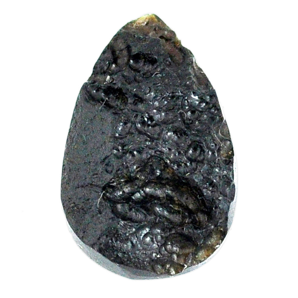 Natural 16.25cts tektite black cabochon 25x15 mm pear loose gemstone s22032
