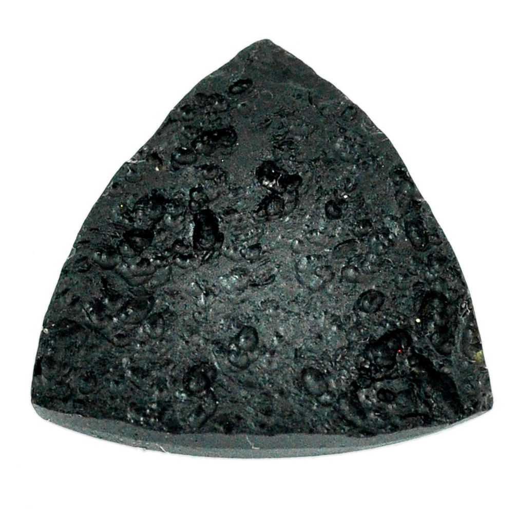 Natural 35.15cts tektite black cabochon 28.5x27mm trillion loose gemstone s22054