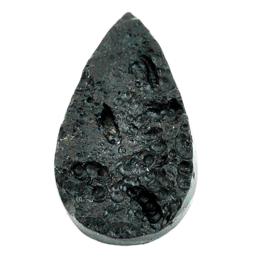 Natural 19.45cts tektite black cabochon 30x17 mm pear loose gemstone s22041
