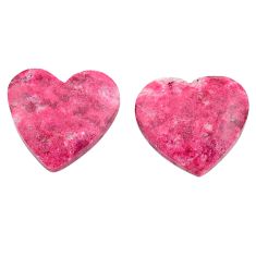 Natural 15.15cts thulite pink cabochon 15x14 mm heart pair loose gemstone s25156