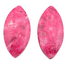 Natural 11.20cts thulite pink cabochon 19x9 mm pair loose gemstone s25157