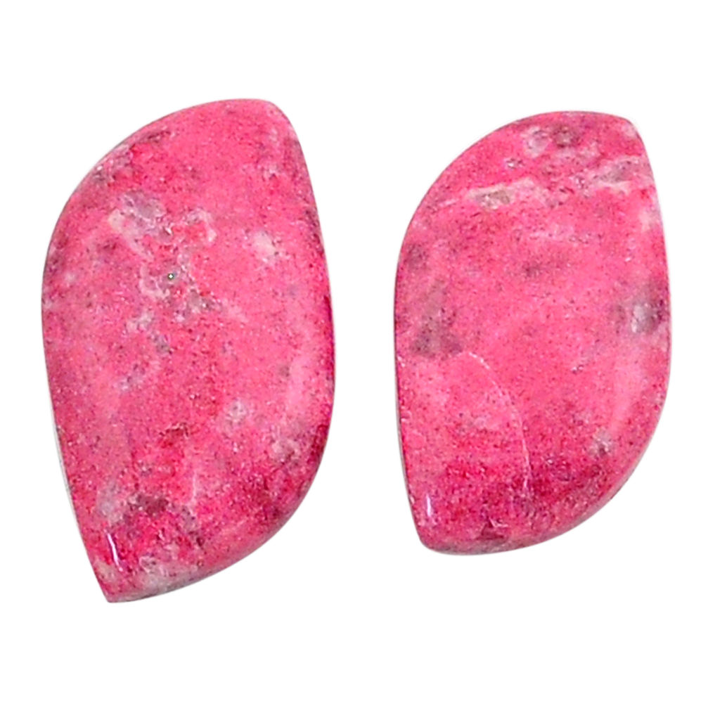 Natural 18.15cts thulite pink cabochon 21x11 mm fancy pair loose gemstone s25158
