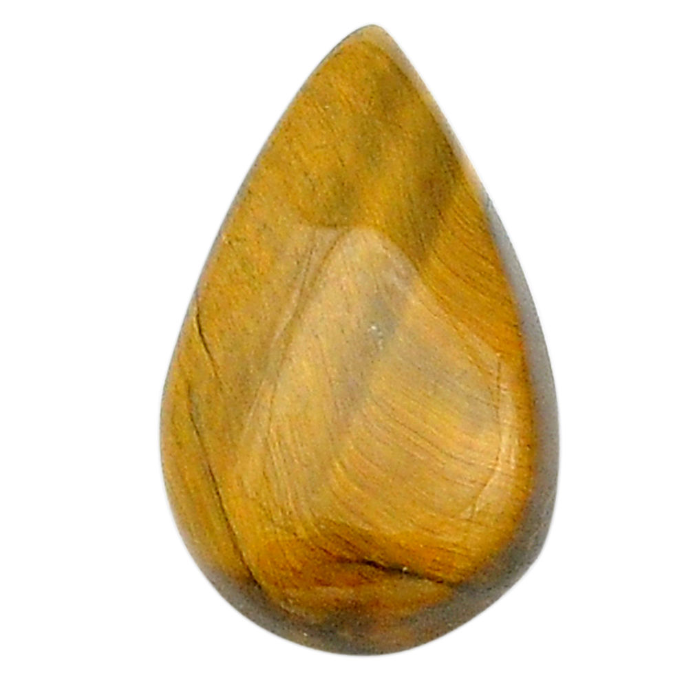 Natural 10.20cts tiger's eye brown cabochon 22x13 mm pear loose gemstone s27978