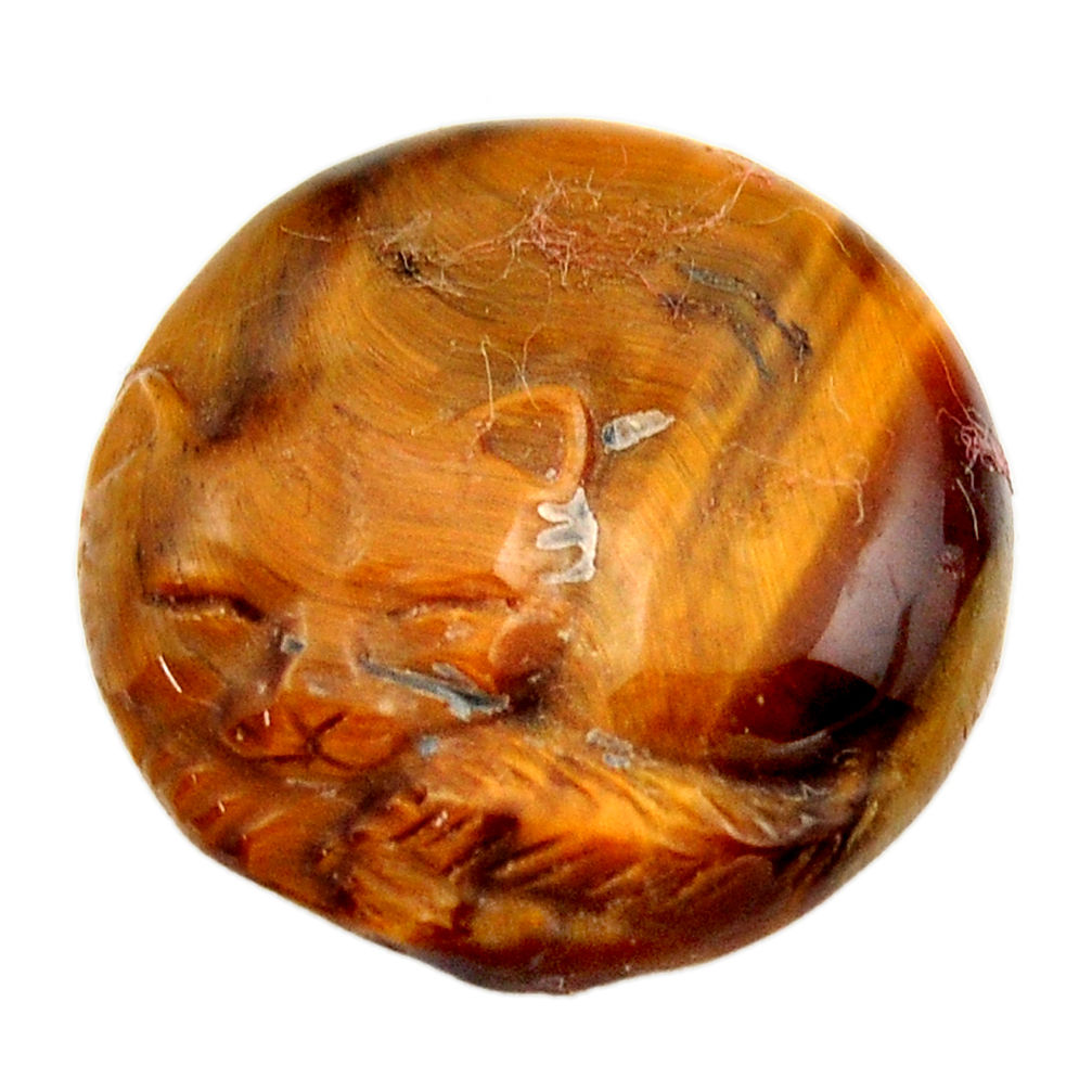 Natural 25.15cts tiger's eye brown carving 25x25 mm fancy loose gemstone s18293