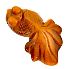 Natural 33.40cts tiger's eye brown carving 36x21 mm fish loose gemstone s18375